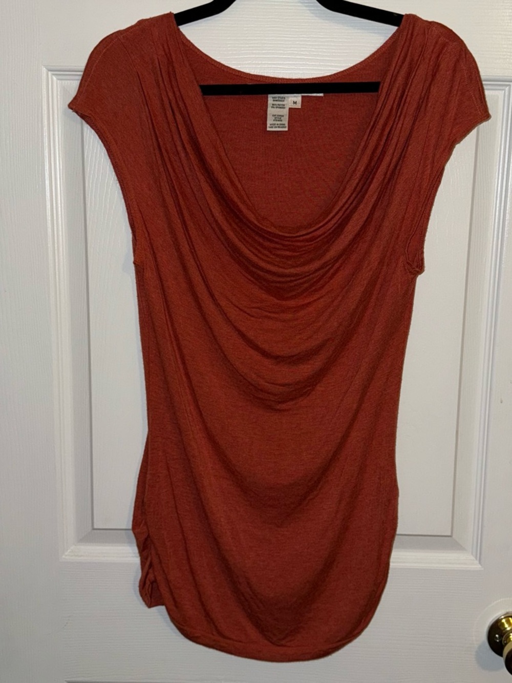 Max Studio Rust Draped Cowl Neck Women's Top